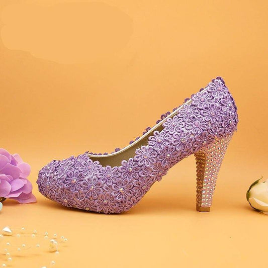 Violet Flower Wedding shoes Flats Shoes Color : Lavender