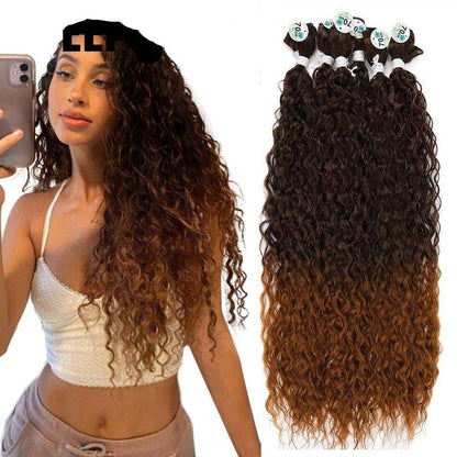 Water Wave Curly Hair Bundles Synthetic Hair Synthetic Hair Bundle Color : MT4-27|MT1B-30|Blonde 613|T2-613|Dark Brown 2|Natural Black 1B|Light Brown 4|MT27-613