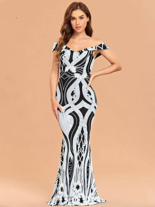 Women Party Maxi Dress Dresses Evening Dresses Color : White|Picture Color|Black Gold