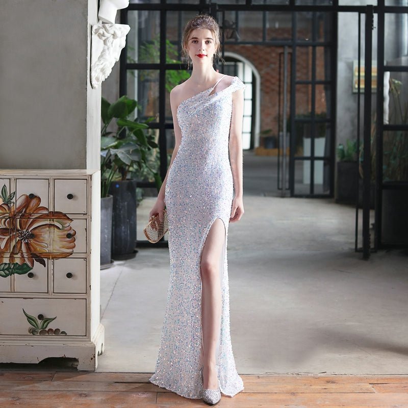 Sexy Slit Sequin Evening Dress - paloma-beauty-world