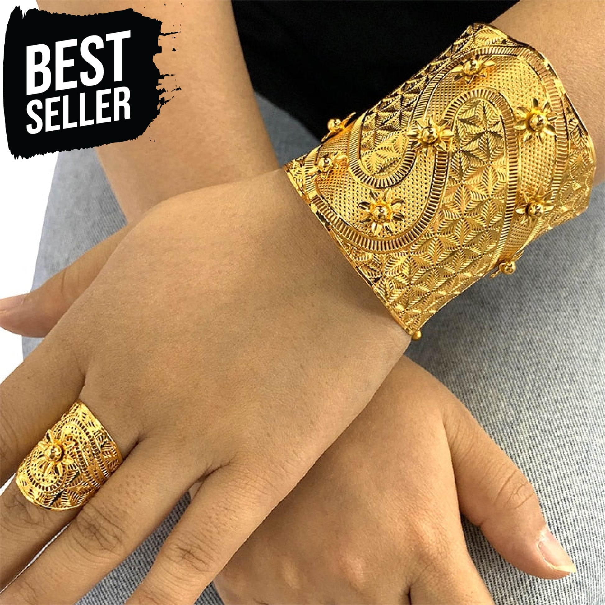 Dubai 24k Gold Plated Bracelet With Ring Dubai 24k Gold Plated Bracelet With Ring Dubai 24k Gold Plated Bracelet With Ring Dubai 24k Gold Plated Bracelet With Ring 