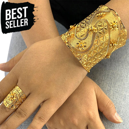 Dubai 24k Gold Plated Bracelet With Ring Dubai 24k Gold Plated Bracelet With Ring Dubai 24k Gold Plated Bracelet With Ring Dubai 24k Gold Plated Bracelet With Ring 