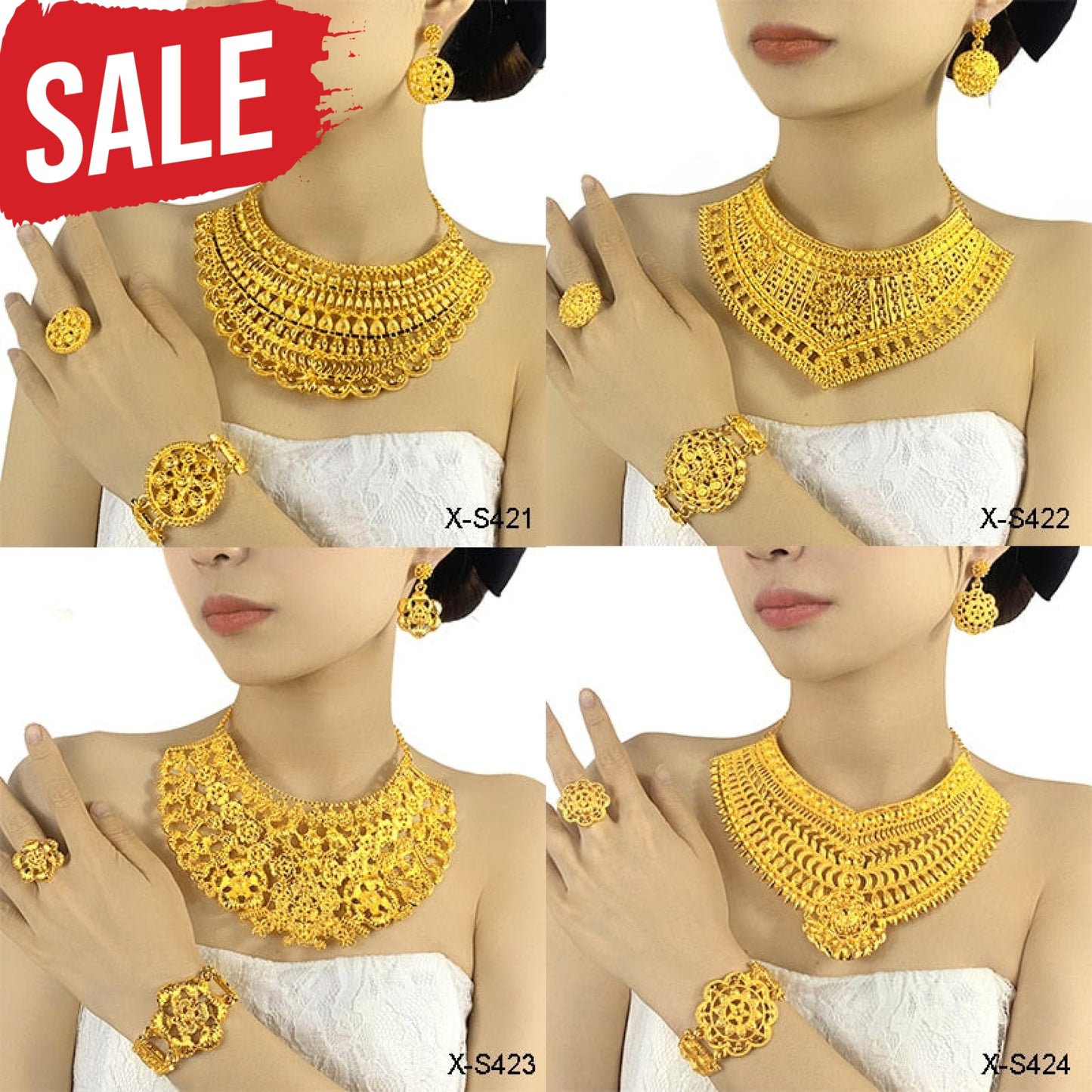 Gold Plated Necklace Jewelry Set