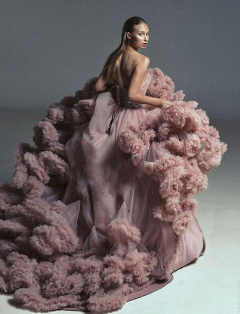 Women's Chic Dusty Pink Strapless Ruffled Tulle Maternity Dress Robes For Photoshoots