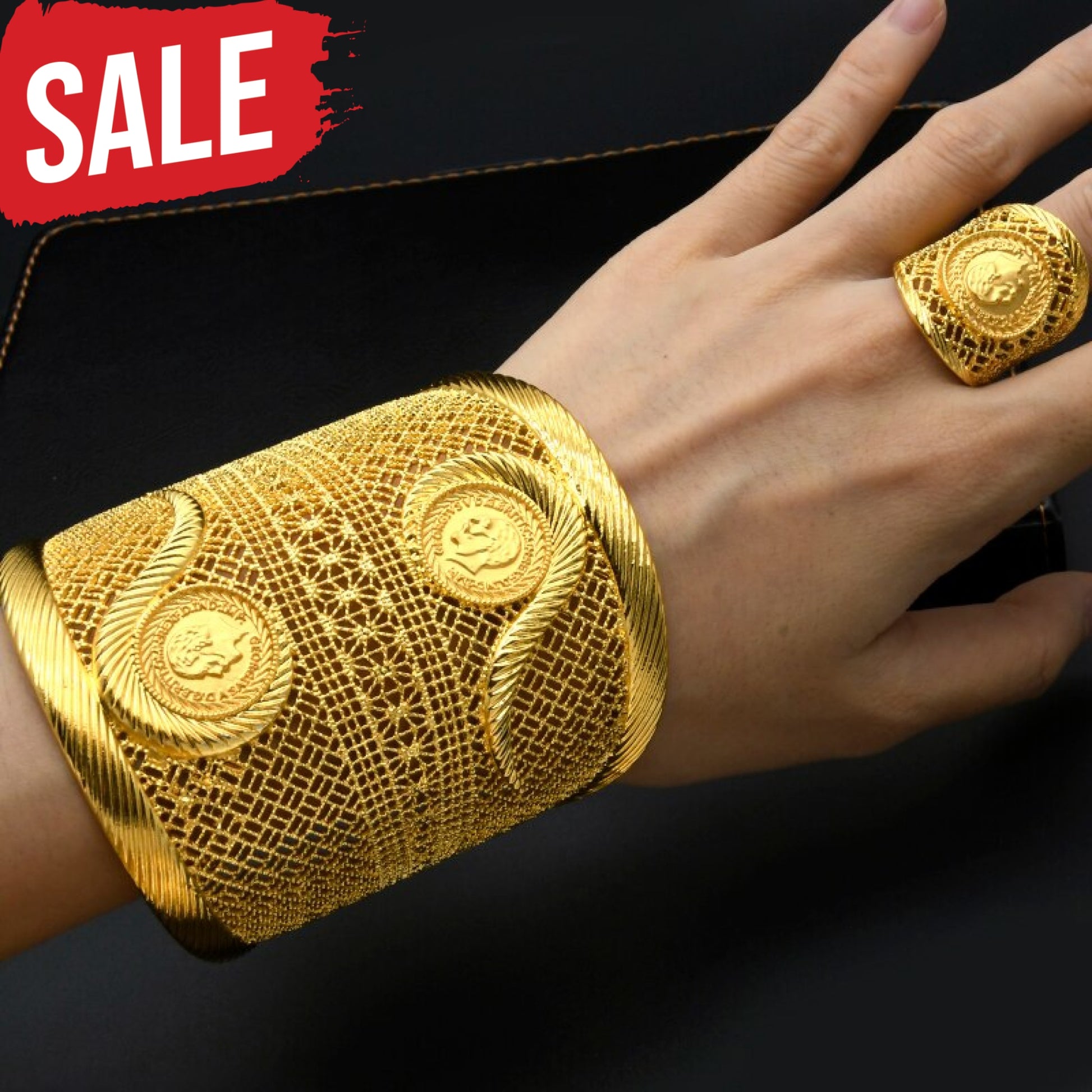Plated Gold Bangles With Ring