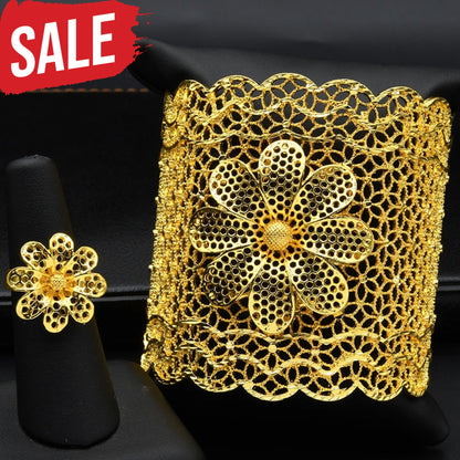 Plated Gold Bangles With Ring B-213-Bracelet Rings
