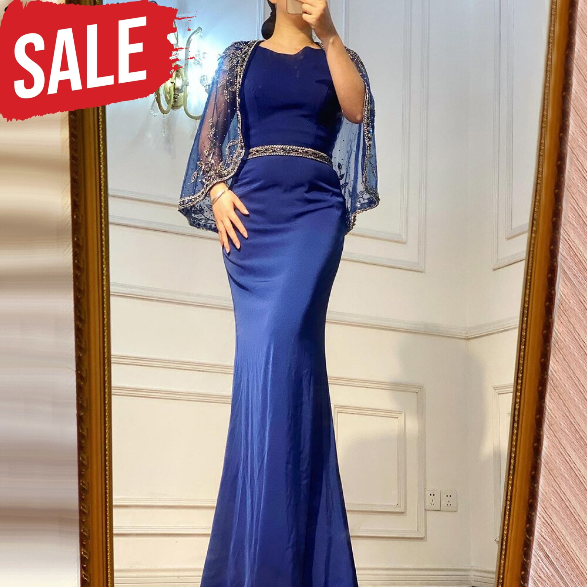 Serene Navy Blue Elegant Dress