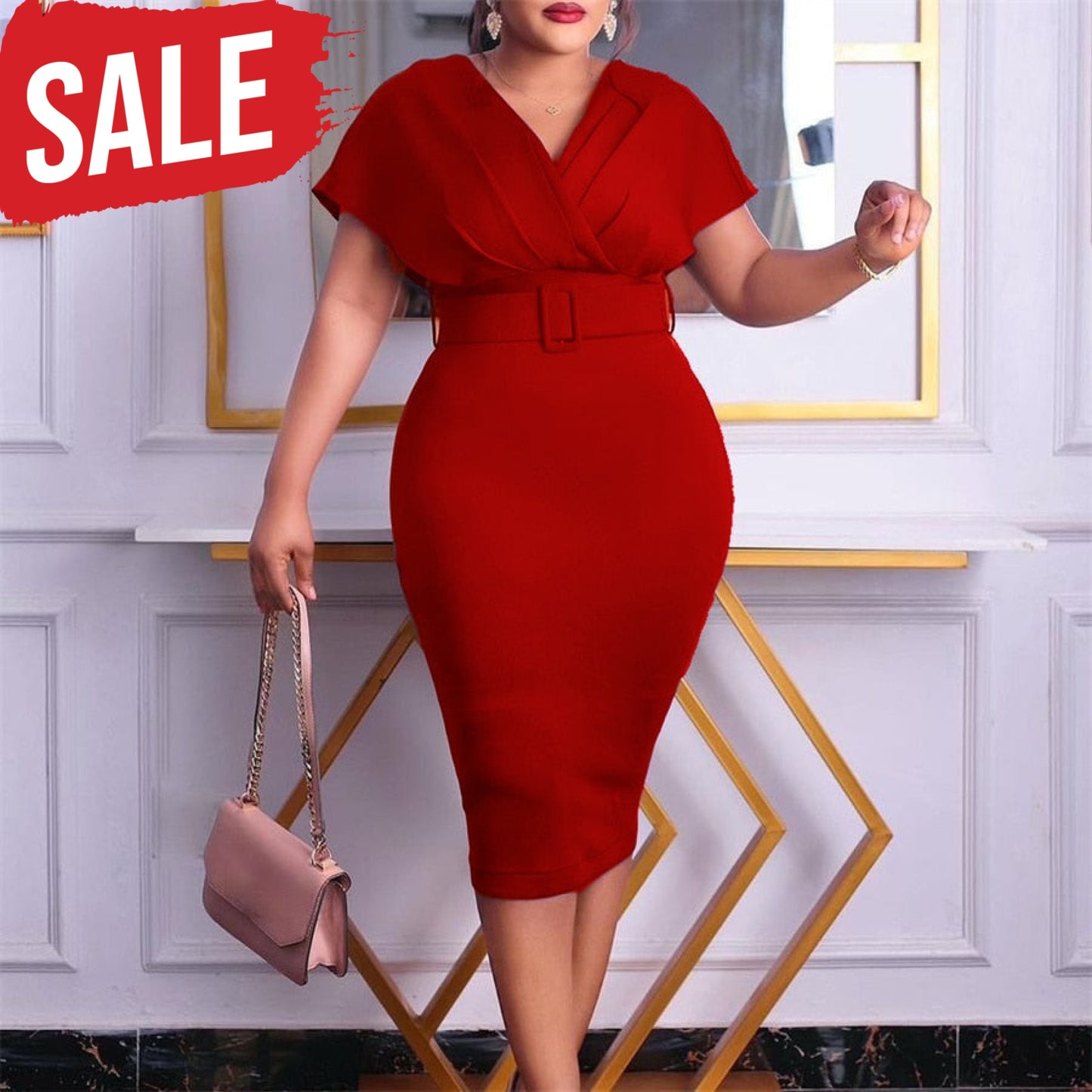 Sexy Summer Bodycon Dress Red / S