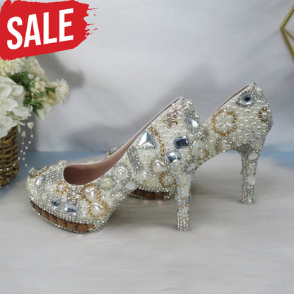 Woman Ivory Pearl Real Leather Shoes 11Cm Shoe Only / 4